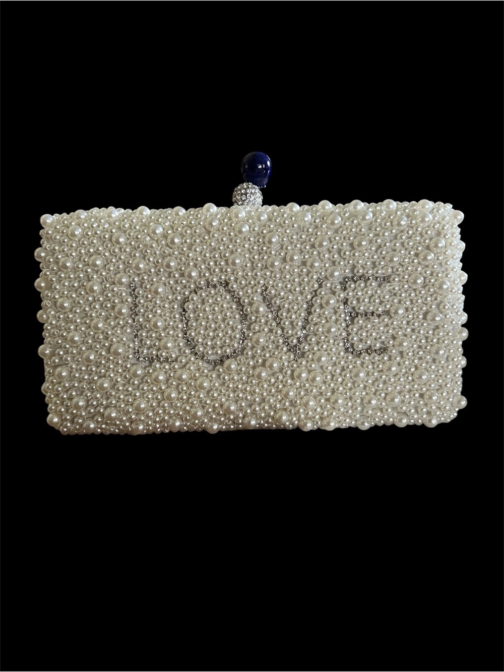 Pearl Beaded "LOVE" Clutch Wristlet - White - Picture 2 of 11